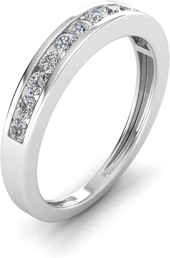 1/2 Carat TW Diamond Channel Wedding Band in 10K White Gold