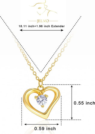 Necklace, Gold Necklace for Women, 18K Gold Love Heart Necklace Birthday Christmas Fine Jewelry Mother'S Day Gifts for Women Couples Girlfriend