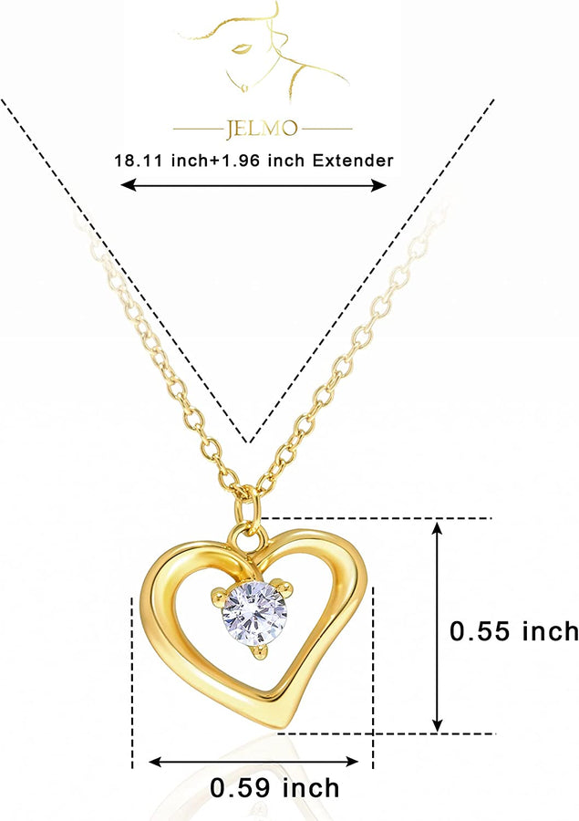 Necklace, Gold Necklace for Women, 18K Gold Love Heart Necklace Birthday Christmas Fine Jewelry Mother'S Day Gifts for Women Couples Girlfriend