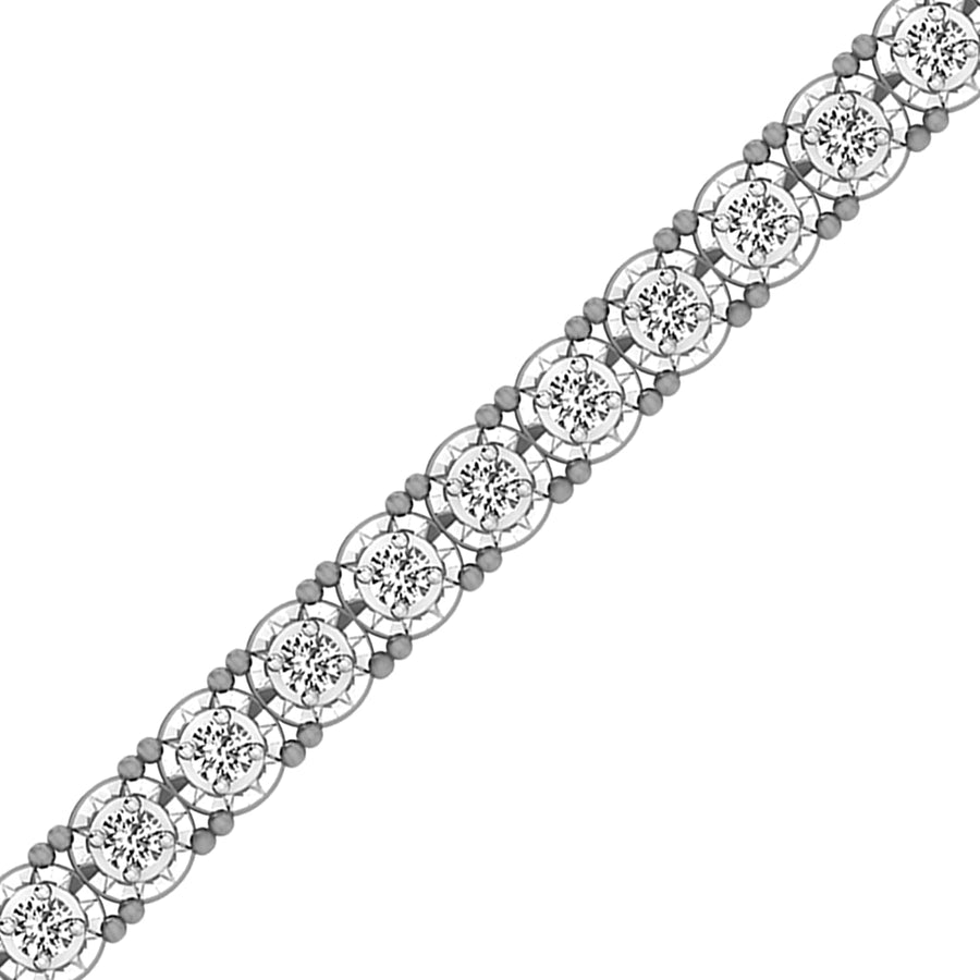 1.00 Carat Real Diamond Circle Link Tennis Bracelet (J, I3) Rhodium Plated over Sterling Silver Illusion Set Miracle Plate Wedding Fashion Jewelry| by  (White, Yellow, Rose Gold Tone)