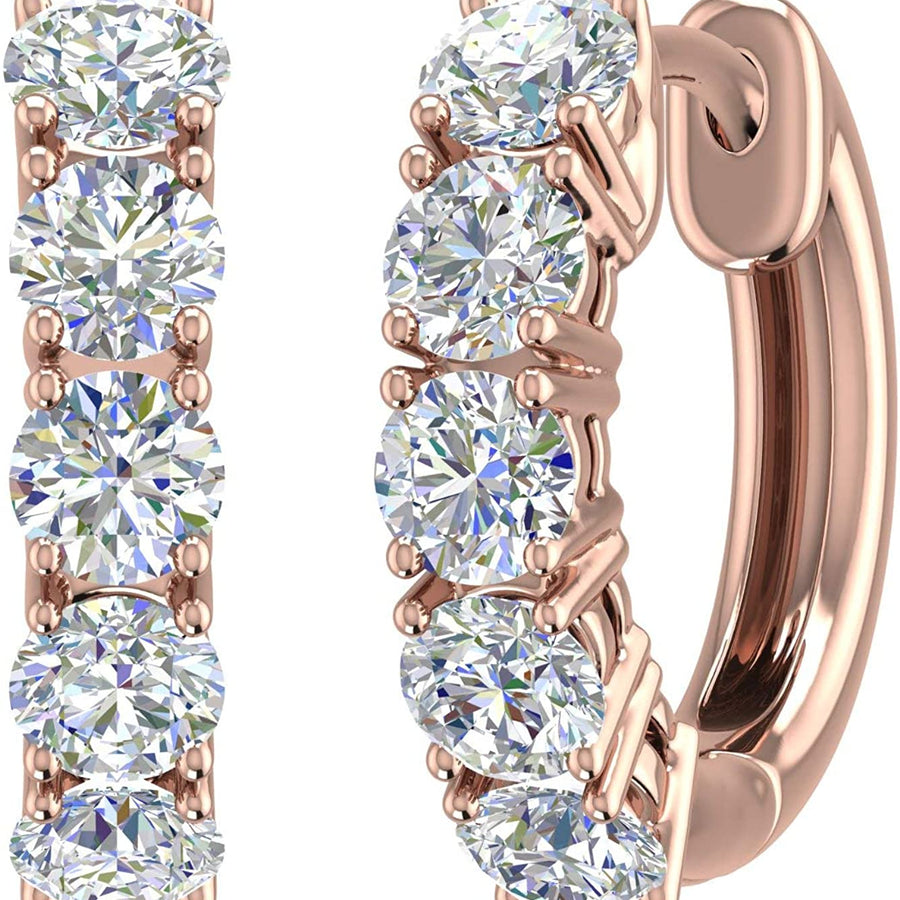 1-5 Carat Huggies Hoop Diamond Earrings 14K Gold Ultra Premium Collection