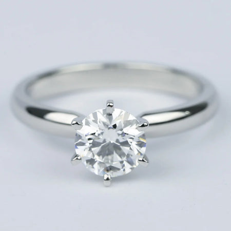 1/2 Carat round Cut Diamond Solitaire Engagement Ring 14K White Gold 6 Prong (J, I2, 0.45 C.T.W) Very Good Cut