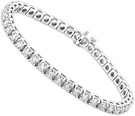 1.00 Carat Real Diamond Circle Link Tennis Bracelet (J, I3) Rhodium Plated over Sterling Silver Illusion Set Miracle Plate Wedding Fashion Jewelry| by  (White, Yellow, Rose Gold Tone)