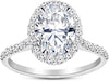 1.25 Ctw Oval Cut Halo 14K White Gold Diamond Engagement Ring (H-I Color I1-I2 Clarity 1 Ct Center)