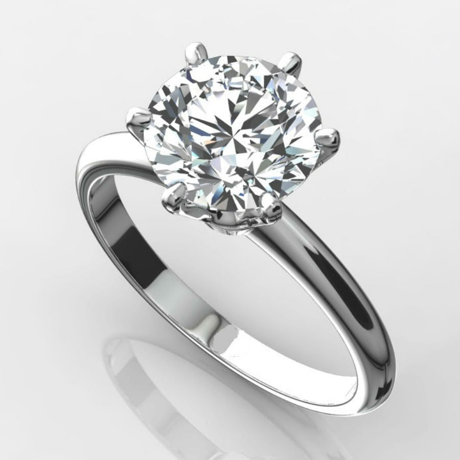 1/2 Carat round Cut Diamond Solitaire Engagement Ring 14K White Gold 6 Prong (J, I2, 0.45 C.T.W) Very Good Cut