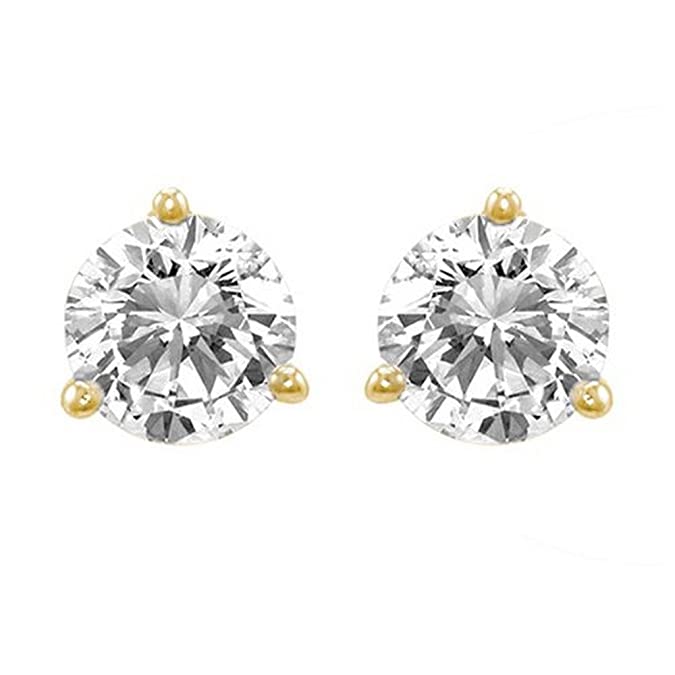 1.5 Carat Solitaire Diamond Stud Earrings round Brilliant Shape 3 Prong Screw Back (I-J Color, VS1-VS2 Clarity)