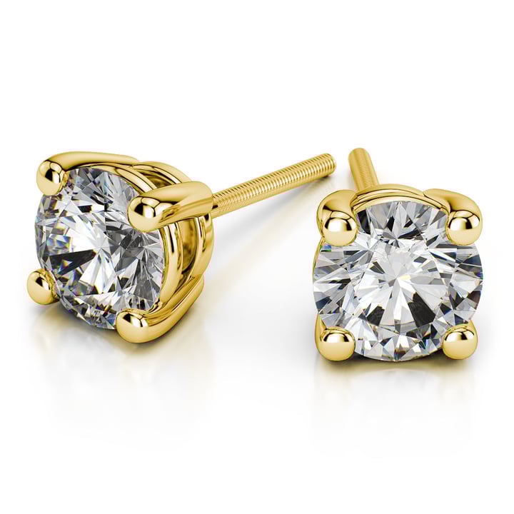 1 3/5 near 1 3/4 Carat Solitaire Diamond Stud Earrings round Brilliant Shape 4 Prong Screw Back (I-J Color, SI2-I1 Clarity)