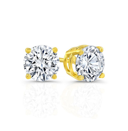 1 3/5 near 1 3/4 Carat Solitaire Diamond Stud Earrings round Brilliant Shape 4 Prong Screw Back (I-J Color, SI2-I1 Clarity)