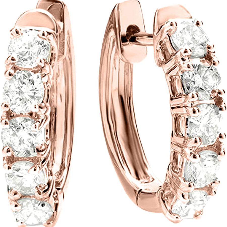 1-5 Carat Huggies Hoop Diamond Earrings 14K Gold Value Collection