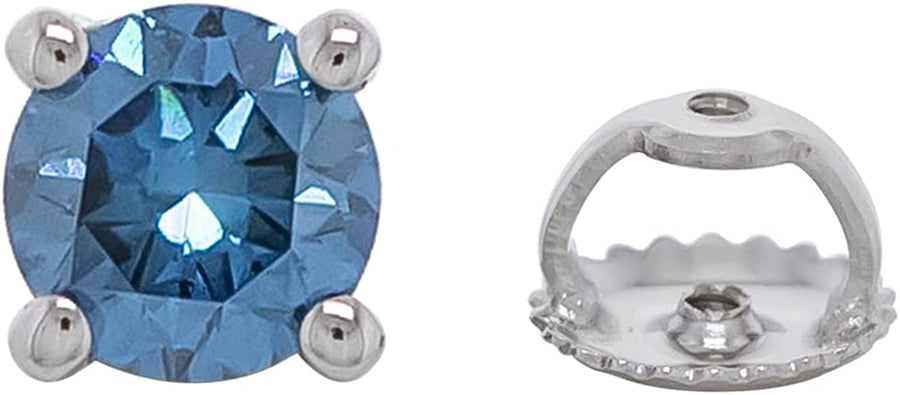 Womens 14K White Gold Earrings IGI Certified 3/4 Carat Lab-Created Diamond Stud Screw Back (White I-J, Pink Blue Color VS2-SI1 Clarity)