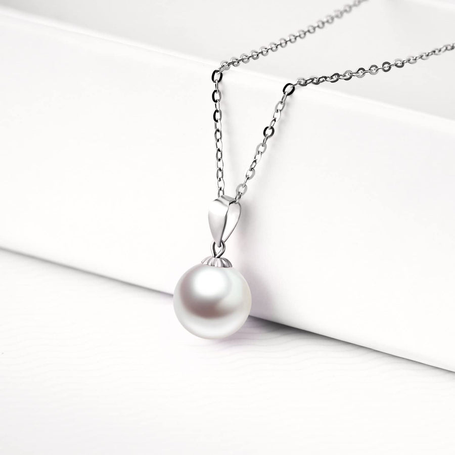 14K Gold Pearl Necklaces for Women with 18K Gold Pendant (Freshwater Cultured Pearl), Real Gold Present for Her, Jewelry Gifts for Mother Wife Girlfriend, 16