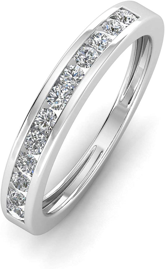 1/2 Carat TW Diamond Channel Wedding Band in 10K White Gold