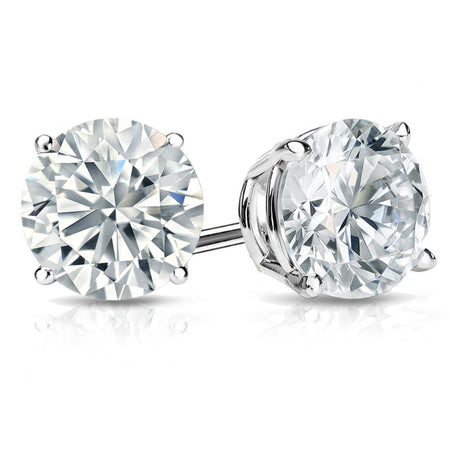 1/4 Cttw Diamond Stud Earrings 14K White Gold Push Backs round 4 Prong Basket