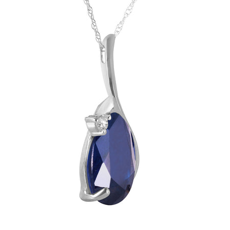 Galaxy Gold GG 2.53 Carat 14K Solid White Gold Necklace with Natural Diamond and Sapphire