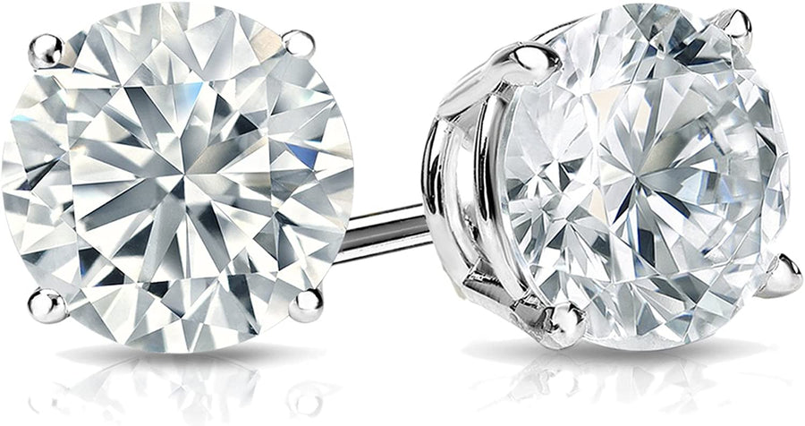 1/4 to 1 Cttw VS2-SI1 Certified Diamond Stud Earrings 14K White Gold Screw Backs
