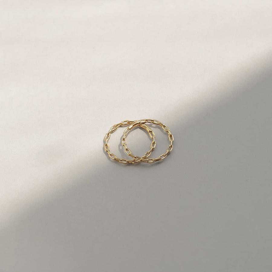 GELIN Chain Pattern Stacking Ring in 14K Solid Gold | Cute Rings for Women | Simple Finger Jewelry for Mom