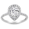 1 Carat 14K White Gold Halo Pear Cut Diamond Engagement Ring (0.5 Ct D Color SI1 Clarity Center Stone)