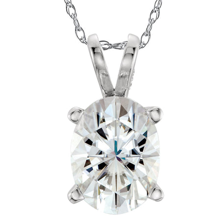 1 Carat 14K White Gold GIA Certified Oval Diamond Solitaire Pendant Necklace K Color SI2 Clarity W/ 18" Silver Chain