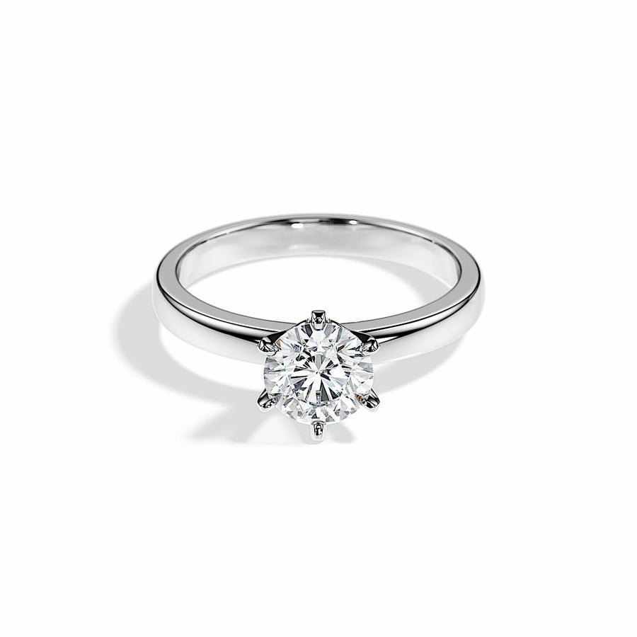 1 Carat round Cut Diamond Solitaire Engagement Ring 14K White Gold 6 Prong (J, SI2-I1, 1 C.T.W) Very Good Cut