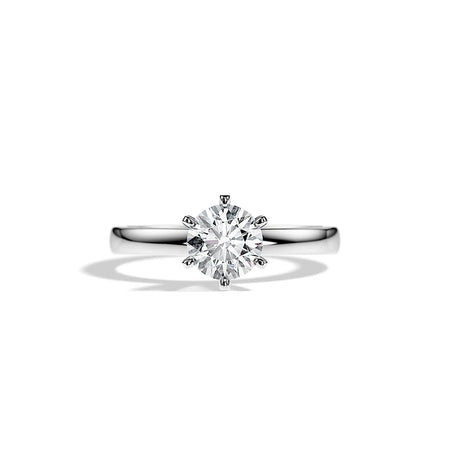 1 Carat round Cut Diamond Solitaire Engagement Ring 14K White Gold 6 Prong (J, SI2-I1, 1 C.T.W) Very Good Cut