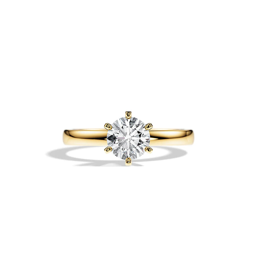 1 Carat round Cut Diamond Solitaire Engagement Ring 18K Yellow Gold 6 Prong (K, I1, 1 C.T.W) Ideal Cut