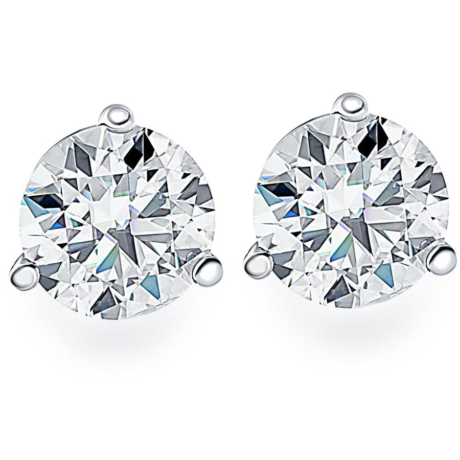 1 Carat Solitaire Diamond Stud Earrings round Brilliant Shape 3 Prong Screw Back (J-K Color, I2 Clarity)