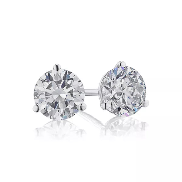 1 Carat Solitaire Diamond Stud Earrings round Brilliant Shape 3 Prong Screw Back (J-K Color, I2 Clarity)
