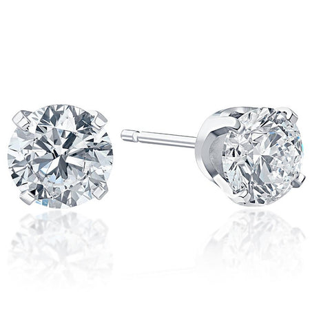 1 Carat Solitaire Diamond Stud Earrings round Brilliant Shape 4 Prong Push Back (L-M Color, I1-I2 Clarity)