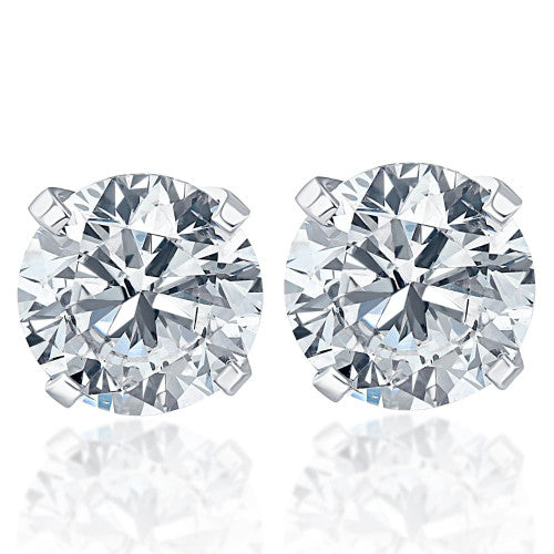 1 Carat Solitaire Diamond Stud Earrings round Brilliant Shape 4 Prong Push Back (L-M Color, I1-I2 Clarity)