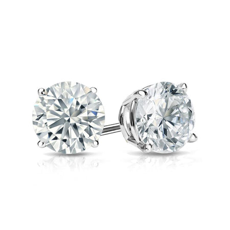 1 Carat Solitaire Diamond Stud Earrings round Brilliant Shape 4 Prong Screw Back (J-K Color, VS2-SI1 Clarity)