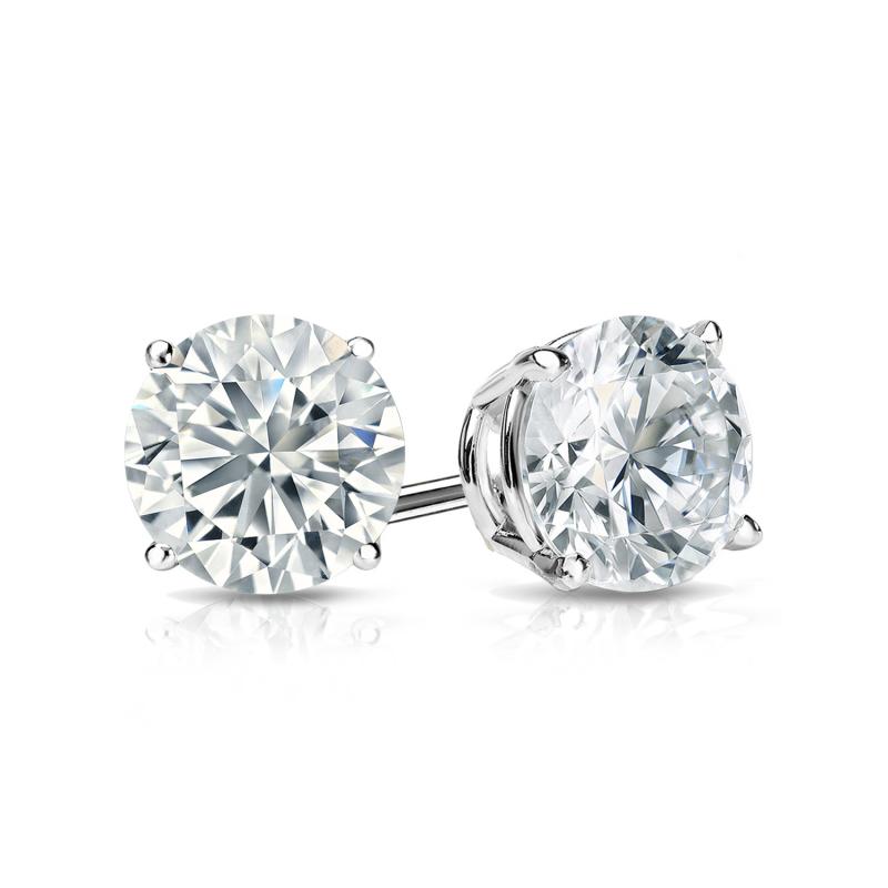 1 Carat Solitaire Diamond Stud Earrings round Brilliant Shape 4 Prong Screw Back (J-K Color, VS2-SI1 Clarity)