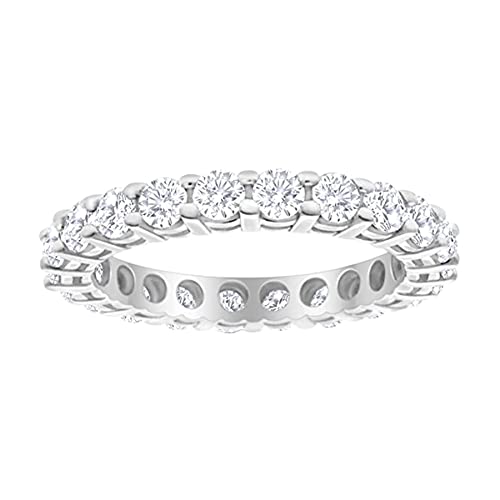 1 Carat (Ctw) 14K White Gold round Diamond Ladies Eternity Wedding Anniversary Stackable Ring Band Premium Collection