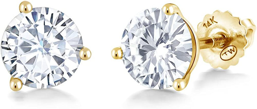 14K Gold Martini Stud Earrings Set round Forever Classic Faint Color 1.60Cttw 6Mm Created Moissanite from Charles & Colvard