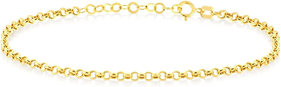 14K Real Gold Chain Bracelet for Women | 14K Gold Chain Bracelets | Cable, Mariner, Figaro, Twist, Oval Forzentina Chain Bracelet | Women'S 14K Gold Jewelry | Gift for Christmas, Adjustable 6
