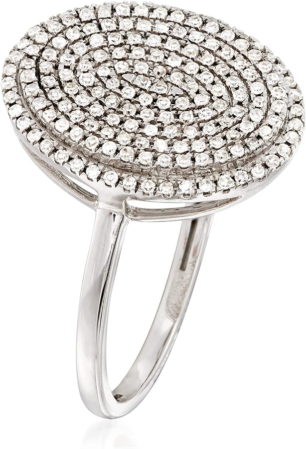 0.35 Ct. T.W. Pave Diamond Oval Ring in 14Kt White Gold