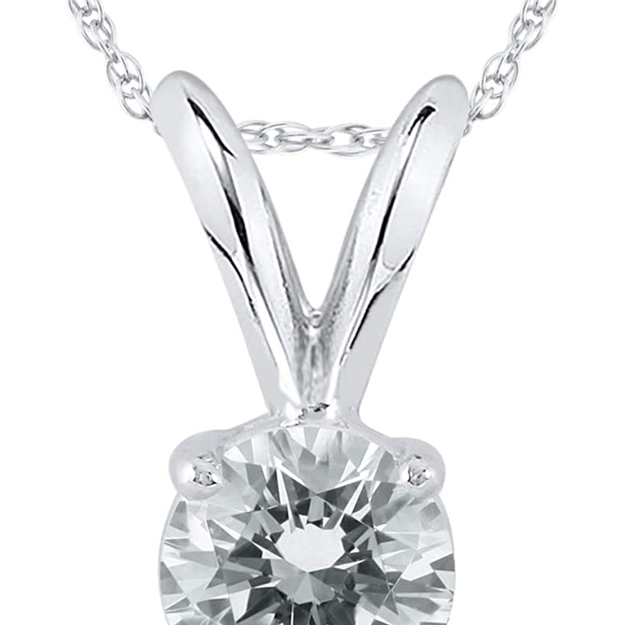 Diamond Solitaire Pendant in 14K White Gold (1/4 Carat - 1/2 Carat)