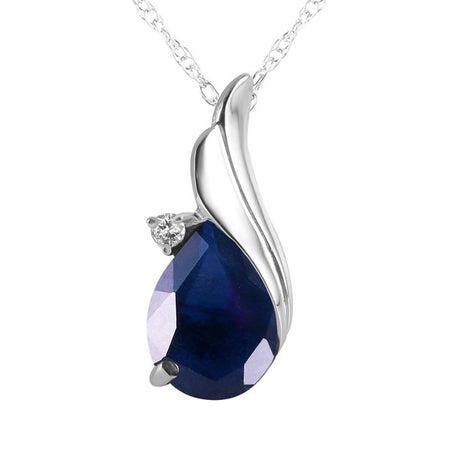Galaxy Gold GG 2.53 Carat 14K Solid White Gold Necklace with Natural Diamond and Sapphire