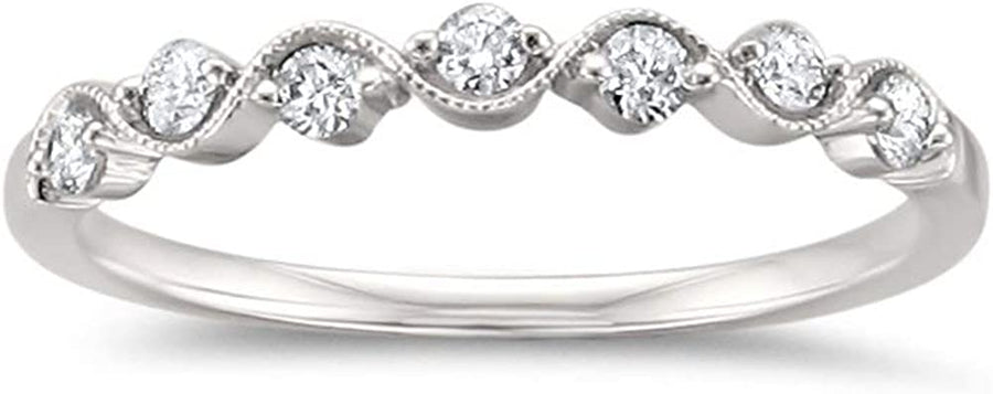 1/4 Cttw, 10K White Gold 7-Stone round Diamond Bridal Wedding Band Ring (1/4 Cttw, I-J, I2)