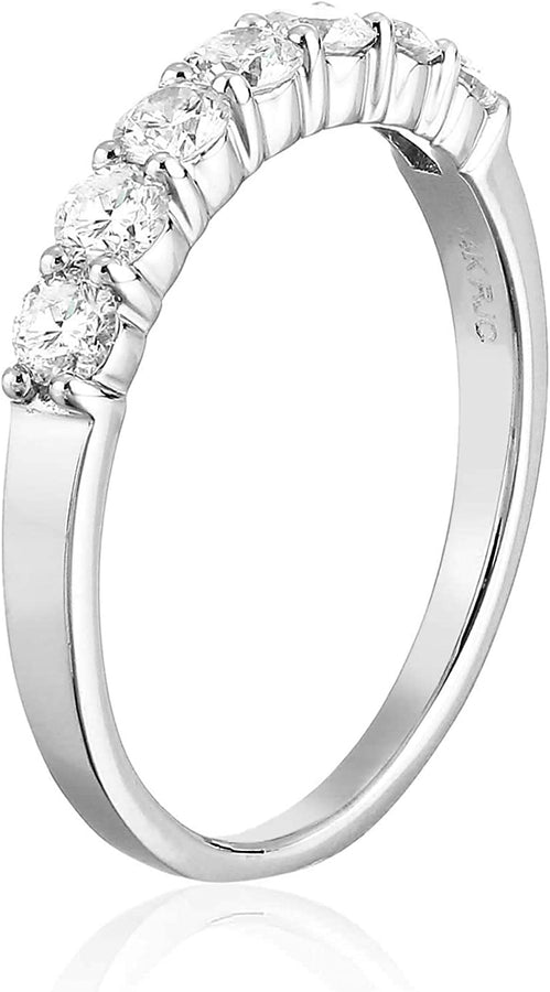 1/2 Carat (Ctw) Diamond Wedding Anniversary Band for Women, round Diamond Engagement Ring 14K White Gold 7 Stones Prong Set 0.50 Cttw, Size 4-10