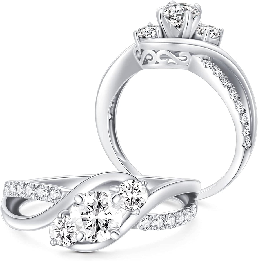 1 Carat (Ctw) Moissanite Engagement Rings for Women 10K 14K 18K White Gold Rings Moissanite Rings