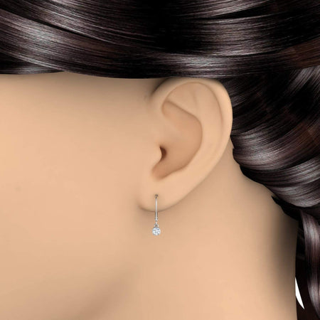 1/2 Carat Diamond Lever-Back Drop Earrings in 14K Gold - IGI Certified