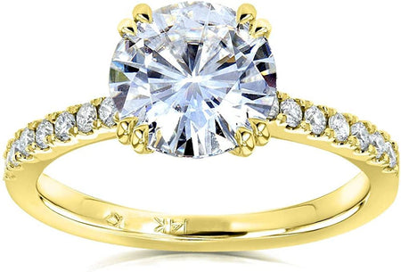 Forever One Moissanite and Lab Grown Diamond Engagement Ring 2 1/10 CTW 14K Yellow Gold (DEF/VS)