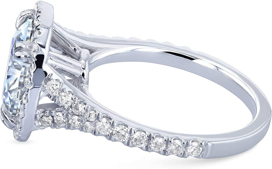 round Forever One Moissanite Halo Engagement Ring 3 5/8 CTW 14K White Gold