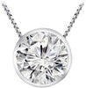 0.5 Carat 14K White Gold round Diamond Bezel Solitaire Pendant Necklace H-I Color I2 Clarity