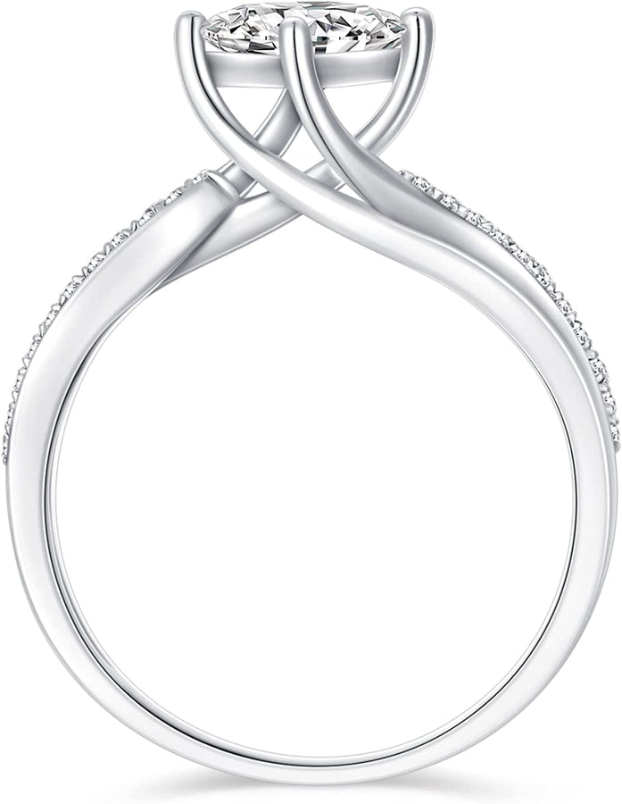 1.15 Carat (Ctw) Princess Moissanite Engagement Rings for Women Platinum Plated Silver Ring Moissanite Rings