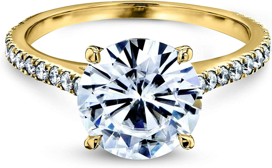 Basket Cathedral 9Mm Moissanite Ring 14K Yellow Gold (GH/VS, GH/I)