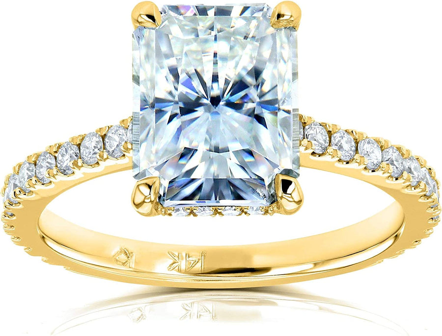 Radiant-Cut Moissanite Engagement Ring 3 1/10 CTW 14K Yellow Gold (DEF/VS, GH/I)