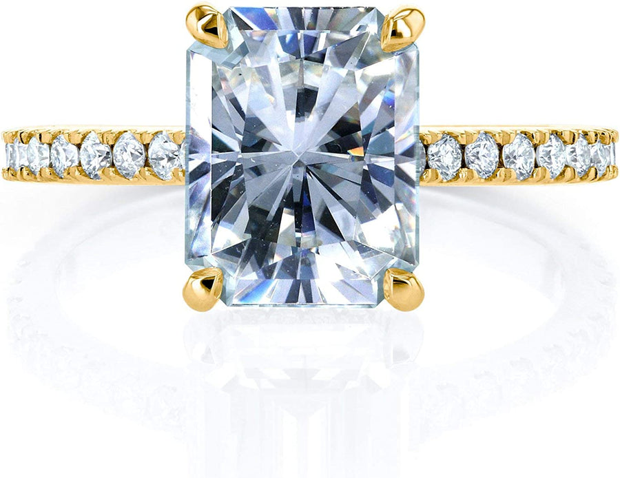 Radiant-Cut Moissanite Engagement Ring 3 1/10 CTW 14K Yellow Gold (DEF/VS, GH/I)