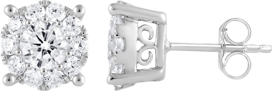 1.00-2.00 Carat Diamond, Sterling Silver Prong Set Round-Cut Solitaire Lab-Grown Diamond Stud Earring (J, VS-SI2) by La4Ve Diamonds| Fine Jewelry for Women| Gift Box Included