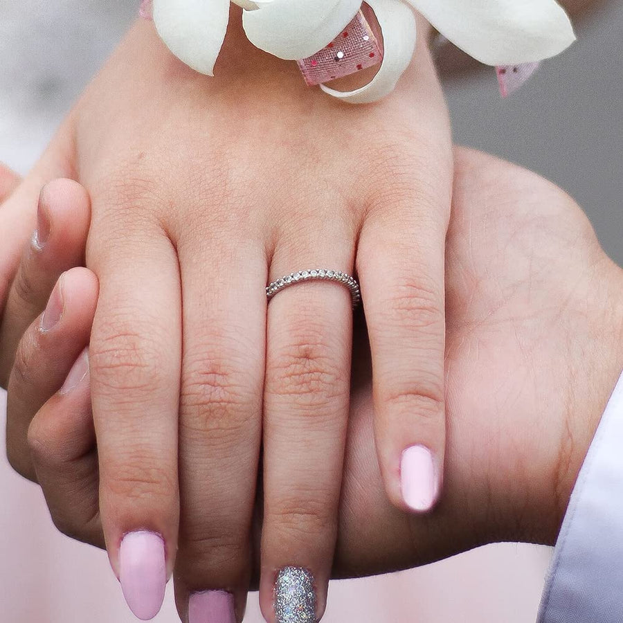 Moissanite Wedding Band for Women D Color VVS1 Engagement Rings Stackable Anniversary Promise Statement Ring